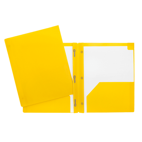 SCOLAIRE PAPETERIE - COUVERTURE POLY 2 POCHETTES & 3 ATTACHES JAUNE