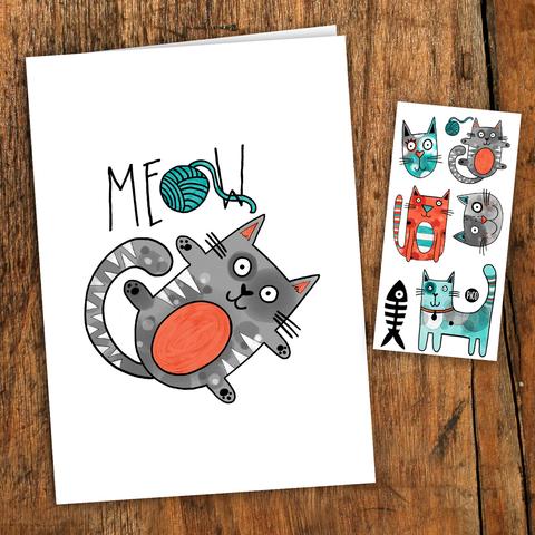 CARTE DE SOUHAIT + TATOOS - CHAT