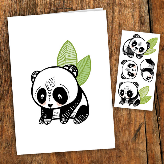 CARTE DE SOUHAIT + TATOOS - PANDAS SYMPA