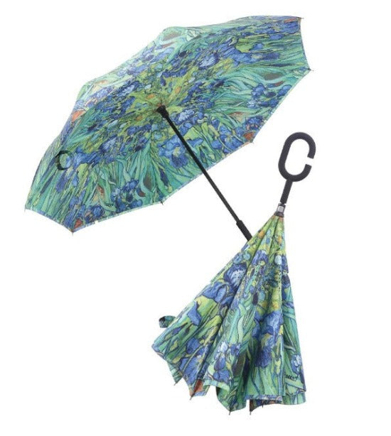 RAIN CAPER - PARAPLUIE REVERSIBLE "IRISES V. VAN GOGH"