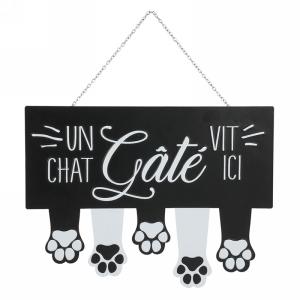 PLAQUE MURALE "CHAT GATE VIT ICI"