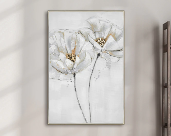 DÉCORATION - PEINTURE HUILE 23X35" FLEUR D'ANEMONE