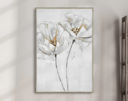 DÉCORATION - PEINTURE HUILE 23X35" FLEUR D'ANEMONE