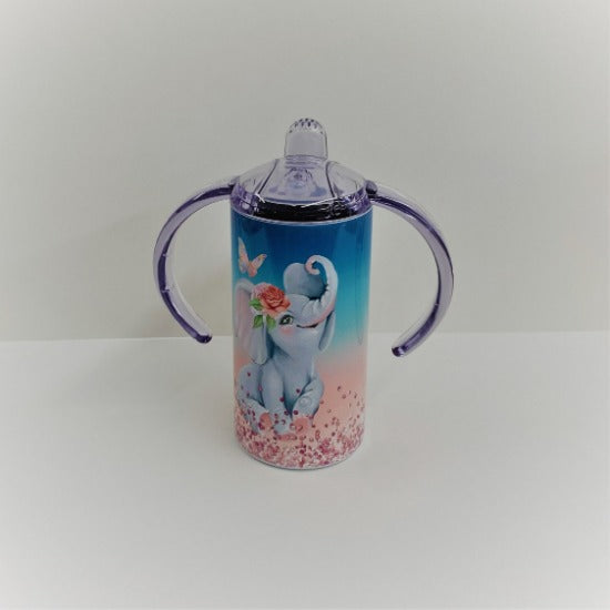 TI-DREY CRÉATION - VERRE ISOLANT POUR ENFANT ÉLÉPHANT BLEU&ROSE