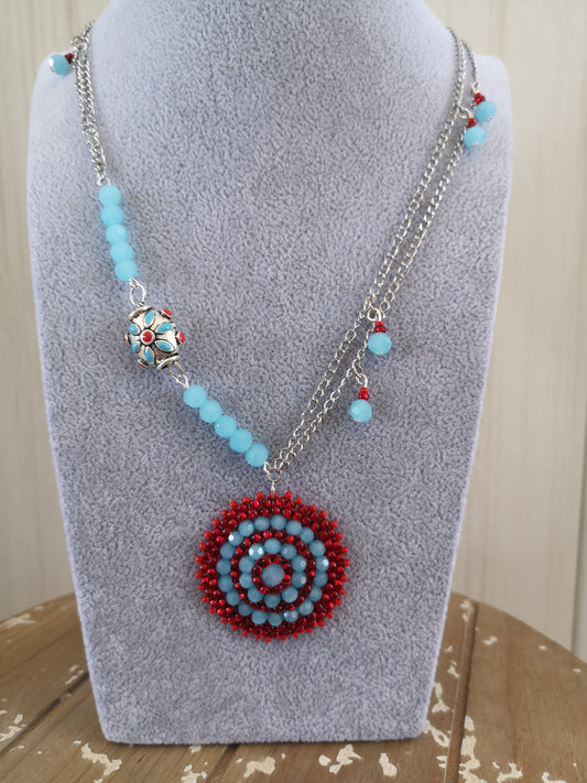 PLUMES DE REVES - COLLIER "CIEL ROUGE"